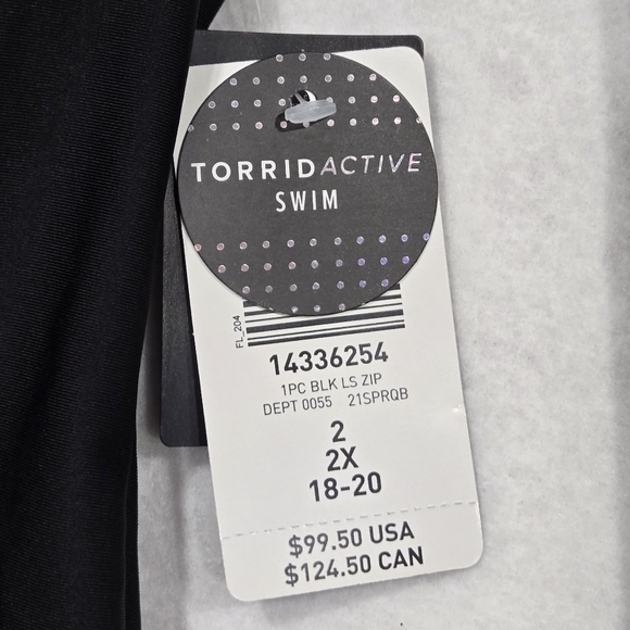 Torrid Black Long Sleeve Swimsuit with Yellow Zipper 2X - Picture 5 of 8